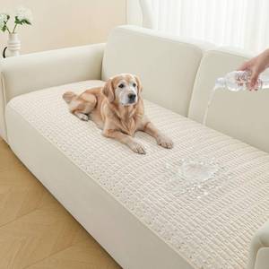 lot 6321 image: Sinotalent Waterproof Couch Cover for Dogs Washable, Non Slip Back Sectional Sofa Covers for 3 Cushion Couch Pet Friendly, Soft Dog Bed Cover. (Cream White, 30 x 82)