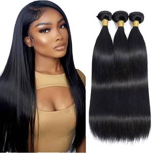 lot 6335 image: A26 28 30 Inch Straight Bundles Human Hair Natural Black Unprocessed Brazilian Virgin Remy Straight Bundles Hair Extensions