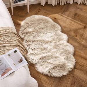 lot 6338 image: MIULEE Luxury Soft Fluffy Area Rug 3x5 Feet, Faux Fur Sheepskin Rug Decorative Plush Shaggy Carpet for Bedside Sofa Floor Nursery, Beige