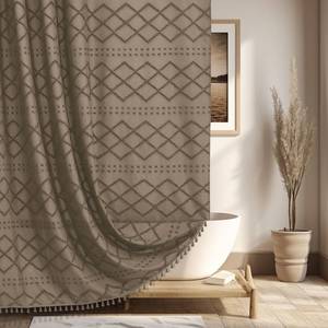 lot 6340 image: Siiluminisoy Boho Farmhouse Shower Curtain, 72 x 72 Tufted Chevron Textured Striped Modern Minimalist Cloth Shower Curtain for Bathroom