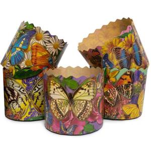 lot 6342 image: LOVARE Panettone Paper Molds - 12pcs, Multicolor, Disposable, Easter, Round, Paper, 3.54 x 3.54 (9cm x9cm), Kulich Molds for Easter Bread, Panettone, Muffins