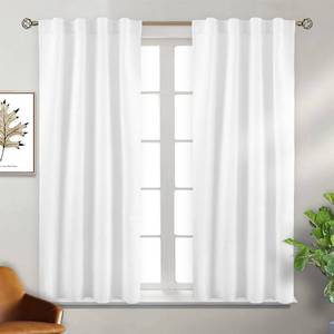 lot 6344 image: BGment White Short Room Darkening Curtains for Bedroom - 38 x 45 Inch Curtains Rod Pocket and Back Tab Thermal Insulated Blackout Window Drapes for Living Room, Set of 2 Panels, Pure White