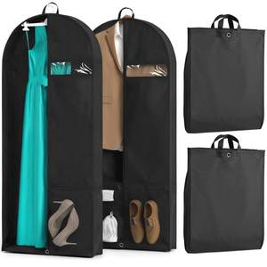 lot 6366 image: 2 Pack Heavy Duty Garment Bags for Travel Suit Bags, Dress Bags, Garment Bags for Hanging Clothes with Pockets Mens Suit Holder for Cospaly, Shirts, Coats, Dresses (Black, 2Pack 43)