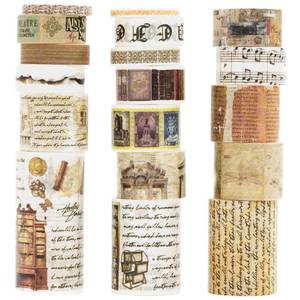 lot 6368 image: Songdao 18 Rolls Vintage Washi Tape Pack Retro Arts Adhesive Tapes Wide Monologue Decorative Masking Tape Sets for Craft, Kids, Scrapbook, DIY, Gift Wrapping (Past Events)