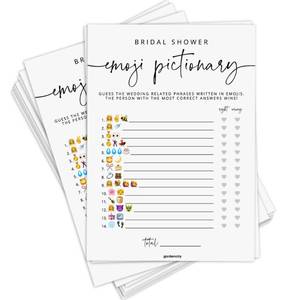 lot 6378 image: GardenCity Bridal Shower Emoji Game, Bridal Shower Games for 50 Guests, Fun Pictionary Emoji Guessing Game, Minimalist