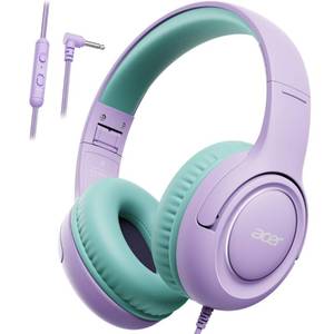 lot 6395 image: acer Kids Headphones - Over-Ear 8594dB Volume Limiter, 3.5mm Jack Foldable Stereo Sound Headset for Toddlers Girls Boy Travel Learning Entertainment Tablet Kindle iPad PC Purple Green, HK03
