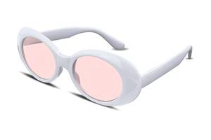 lot 6399 image: FEISEDY Sunglasses White Oval Clout Goggles for Women Men Retro Round Trendy Rimmed Clueless Costume Frame B2253