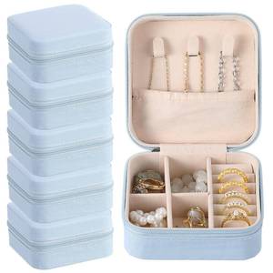 lot 6418 image: Taiyin 6 Pcs Travel Jewelry Case, Valentines Day Gifts for Her- Small Jewelry Organizer Box Bridesmaid Gifts for Women Girls (Blue)