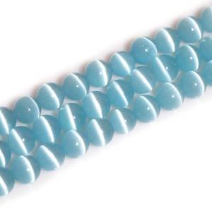 lot 6421 image: HAAMIIQII 8mm Light Blue Cat Eye Glass Round Crystal Stone Loose Gemstone Beads for Jewelry Making Bracelets Necklaces Earrings Crafts (45-50pcs) 3 Pack