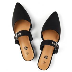 lot 11624 image: Rekayla Mules for Women Flats Comfortable Pointed Toe Women Adjustable Mules Shoes Black Size 8 (Used)