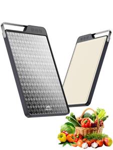 lot 11628 image: Titanium Cutting Board for Kitchen, Double-Sided Pure Titanium(Checkered Design) & Wheat Straw PP, Food Grade Chopping, Non Toxic, Easy to Clean, 16�11