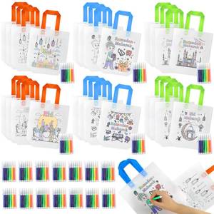 lot 11632 image: MUOUAKATE 24 PCS Ramadan Coloring Goodie Bags with Paint Pens, Eid Ramadan Gift for Boys and Girls Aged 3-12, Ramadan Crafts for Kids Reusable Bag for Ramadan Activities Party Favors Home Bulk