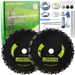 lot 11636 image: Gashwer 9 x 20T 2-Set Carbon Steel Round Chainsaw Tooth Brush Blades - Universal Adapter Kit with 3 Round Files, Compatible with Brush Cutter, Trimmer, Weed Eater, Husqvarna, Stihl, Ego