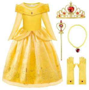 lot 11648 image: ReliBeauty Little Girls Princess Costume Dress up with Accessories, Yellow, 4T-4100 (Missing Dress, Gloves Necklace)