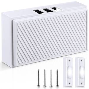 lot 11650 image: Saillong Wired Doorbell Chime Kit, 2 16V 10VA Lighted Doorbell Push Buttons with 2 Notes for Front, Rear Door and Doorbell Chime Box for Home Wall Inside, Compatible with Most Doorbells (Strip Style)