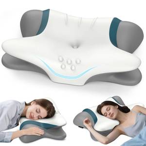 lot 11654 image: Cervical Neck Pillow for Pain Relief - Ergonomic Side Sleeper for Sleeping, Cooling Memory Foam Pillows for Neck Support, Contour Orthopedic Bed Pillow for Back Stomach Sleepers
