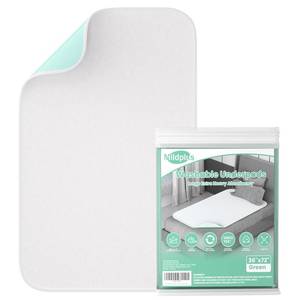 lot 12060 image: MILDPLUS Ultra-Absorbent Extra large Washable Waterproof Bed Pads 36X72 Reusable, Leakproof Incontinence Bed Pads for Adults, Babies & Pets, Waterproof Bed Wetting Pads & Sheet Blanket (GREEN&WHITE)