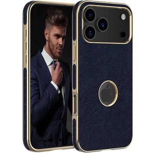 lot 12083 image: LOHASIC Leather Case for iPhone 17 Pro Max, Quiet Luxury Elegant Style, Slim Business PU Soft Non-Slip Grip Shockproof Protective Men Women Phone Cover for iPhone 17 Pro Max 6.9 (2025) - Deep Blue