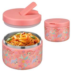 lot 12095 image: Pawtong 12oz Insulated Vacuum Food Jar with Buckle Lid Wide Mouth Soup Thermo for Hot Food Kids Leakproof Stainless Steel Lunch Container (mermaid)