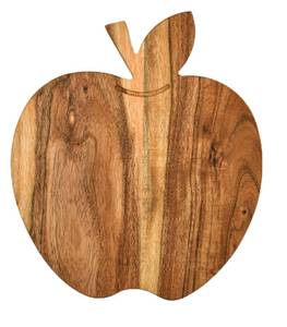 lot 12099 image: Treen Art Wooden Apple Shaped Cutting Board Decorative for Kitchen, 11L x 9W Wood Charcuterie Board and Serving Platter