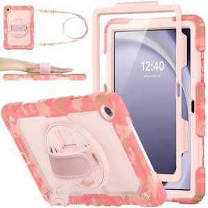 lot 12100 image: SEYMAC stock Case for Samsung Galaxy Tab A9 Plus 11, Full-Body Drop Protection Case with Screen Protector Pencil Holder 360° Rotating Hand Strap &Stand, Pink Camo