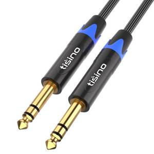 lot 12105 image: Tisino 14 inch TRS Cable, Quarter inch 14 TRS Balanced Stereo Audio Cable Male to Male Pro Interconnect Cable Guitar Cable, Nylon Braid - 3 FT