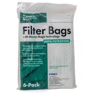 lot 12108 image: Kirby Micron Magic Plus HEPA Filter Bags 6-Pack  Part #204814  Compatible with F-Style & Twist-Style Vacuums
