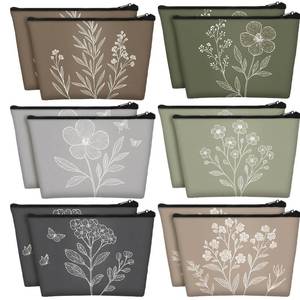 lot 12109 image: Sweetude 12 Pcs Vintage Flowers Makeup Bag Bulk Boho Gifts Portable Travel Cosmetic Bags with Zipper Retro Floral Waterproof Roomy Travel Beauty Toiletry Organizer Storage Pouch for Women (Only 4)