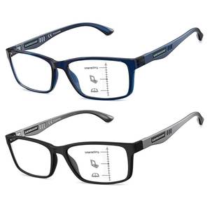 lot 12120 image: CARA Extremely Lightweight Progressive Multifocus Reading Glasses for Men No-Line Blue Light Blocking Computer Readers 2Pack, 3.50x