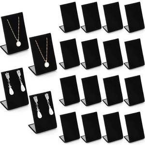 lot 12135 image: RattanView 24 Pieces Black Velvet Earring Display Stand Necklace Pendant Jewelry Stand Showcase Organizer Display Holder for Earring Pendant Accessory Rack, 2 14 W x 1 12 D x 3 12 H Inch