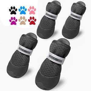 lot 12137 image: QUMY 4PCS Dog Shoes for Small Dogs, Hot Pavement Summer Puppy Dog Boots & Paw Protectors with Soft Anti-Slip Rubber Sole, Mesh Breathable Dog Booties for Hardfloors, Walking Running Black Size 3