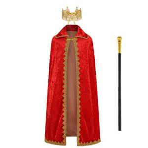 lot 12161 image: Kosgraiy Kids King Costume,Red King Cape and Crown Scepter,Kings Robe Kids Halloween Costume,Kings Outfit for Boys,S37inch
