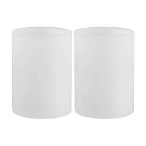 lot 12164 image: Mikasa LED Pillar Candles Set of 2, Flameless White Wax Candles with Flickering Light, 3x4 Inch Battery Operated Candle Lights for Home Decor, Seasonal Displays, Safe Flame Alternative