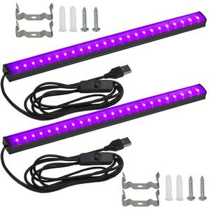 lot 12173 image: Black Light Bar 10W UV Blacklight Strip for Glow Party 1ft USB Portable LED Party Supplies for Body Paint Stage Fluorescent Tapestry Poster Halloween Club Bedroom Cabinets Decor Urine Detect 2 Pack