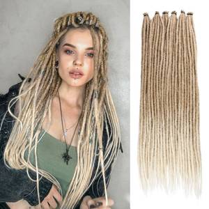 lot 12181 image: Leeven 24 Inch Synthetic Dreadlock Extensions 20 Strands Hippie Single Ended Dreads Ombre Blonde 0.6 cm Width Loc Extensions Reggae Style Crochet Hair for Women