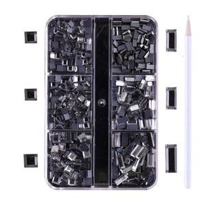 lot 12201 image: JERCLITY 450pcs Black Diamond Color Square Rectangle Flatback Nail Rhinestones for Crafts 4 Mixed Sizes Square Glass Gems Crystals Jewels for Nail Art With Picking Rhinestones Pen (Width3.0mm-7.0mm)