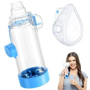 lot 12218 image: Soft Silicone Inhaler Spacers for Adults and Kids - Fun and Colorful Nessi OTC Spacer (Adult-Blue)