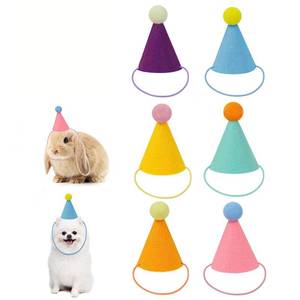 lot 12227 image: Muccibi 6pcs mini party hats for stuffed animals,birthday party hats (Birthday Decorations for Dolls Dog Cat Rabbit Puppies Assorted Animal)