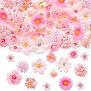 lot 12234 image: CIPOWM 100Pcs Mini Faux Flower Heads Pink Artificial Flower Heads Small Silk Flower Fake Peony Daisy Flowers for Craft Garland Wedding Party Supply Home Decoration
