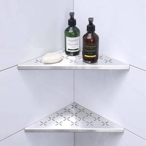lot 13666 image: Xiarnotogi 12 Corner Shower Shelf, 2-Pack Shower Shelves SUS304 Stainless Steel Bathroom Shelves for Tile Walls, Recessed Corner Shelf Organizer Rack, Large Size (Brushed)