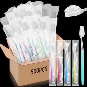 lot 13667 image: Maxcheck 500 Sets Disposable Toothbrushes Bulk with Toothpaste Individually Wrapped Homeless Supplies Travel Toothbrush for Hotel Camping School