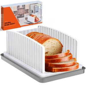 lot 13669 image: Kiss Core New Upgrade Bread Slicer for Homemade Bread, Bread Slicing Guide Adjustable Width, Foldable and Compact Cutting Guide with Crumb Tray, Suitability for Homemade Bread, Bagels, Cakes