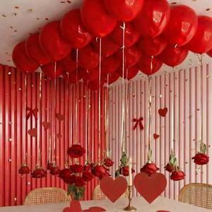 lot 13678 image: Zeyune 30 Set Valentines Day Red Rose Hanging Garland Set 30 Valentines Balloons 30 Artificial Artificial Rose Decor DIY Floating Flower String Garland for Valentine Galentines Ceiling Wedding Home