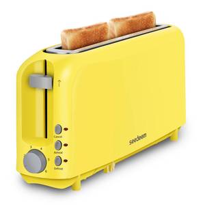 lot 13681 image: SEEDEEM 2 Slice Slim Toaster, Single 10 Long Slot Toaster Fits Bagels & Artisan Bread, 6 Shade Settings, CancelReheatDefrost, Removable Crumb Tray, Auto Shut-Off, Yellow