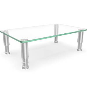 lot 13696 image: Hemudu Clear Computer Monitor Stand Riser with Height Adjustable Multi Media Desktop Stand for Flat Screen LCD LED, LaptopNotebookXbox One,HD01T-002