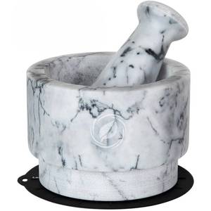 lot 14065 image: Laevo White Marble Mortar and Pestle Set - Heavy Duty Stone Spice Grinder - 2.1 Cup Capacity, 5.5-Inch Reversible Mortar and Pestle Set for Guacamole, Pesto, Spices - Large