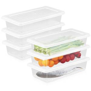 lot 14070 image: Nsmykhg Food Storage Containers, 6 Pack Fridge Organizer Case with Removable Drain Plate, Produce Containers to Keep Fruits, Vegetables, Meat, Fish Fresh and Dry