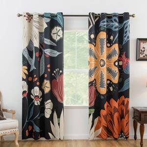 lot 14082 image: LOSIVISHE Floral Room Darkening Curtains 84 inches�� 80% Blackout Botanical Kitchen Curtain Drapes, Boho Vintage Energy Efficient Shades�� Perfect for Living Room & Bedroom, W52 x84, 2 Panels