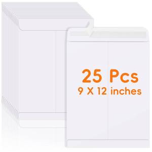 lot 14090 image: 25 Pack Catalog Mailing Envelopes, 9 x 12 Inches Self-Seal White Manilla Envelopes for Mailing, Organize, storage, Home, Office Business