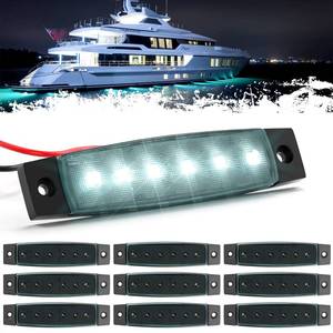 lot 14100 image: PSEQT LED Boat Navigation Lights Marine Interior Courtesy Light Strip Deck Transom Cockpit Lighting 3.8 6LED 12V Waterproof Lamp wSmoked Lens for Fishing Pontoon Kayak Yacht Sailboat (White 10Pcs)